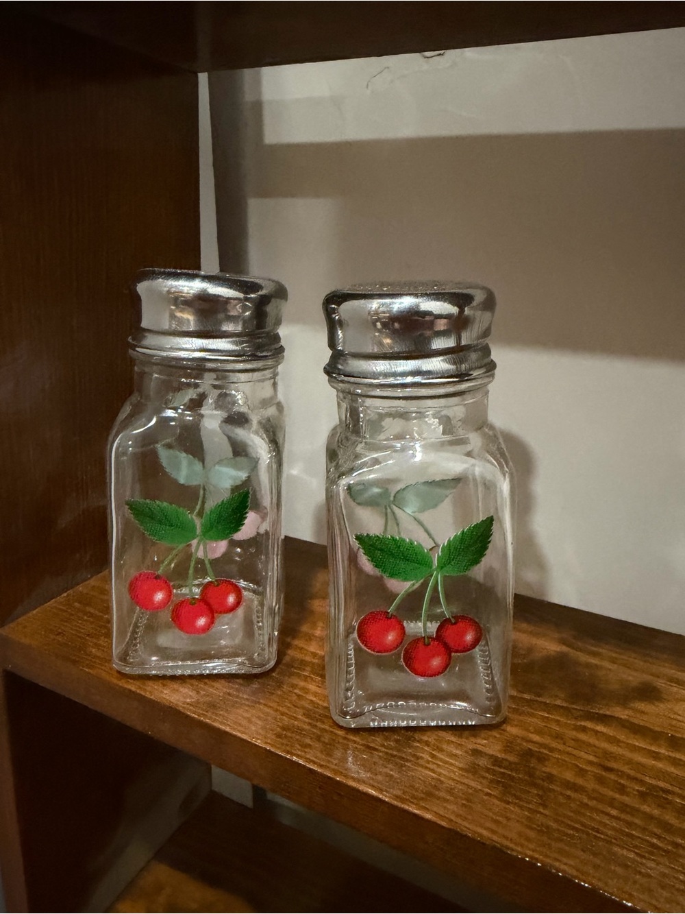 Glass Cherry Salt and Pepper Shakers - Red